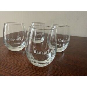 Remy Martin 10 Oz Rocks Glass Logo Champagne Cognac Liqueur Barware EUC Set of 4